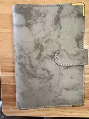 Gray Marble Covered Budget Journal- Binder with stickers Unused